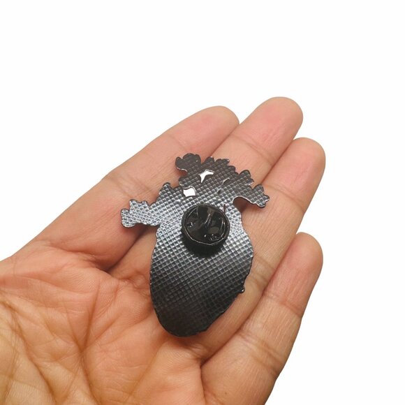 🤩Broch Organ Tree Of Life Heart Shape Enamel Pin Spooky Large Heart Green Brown - Picture 3 of 5